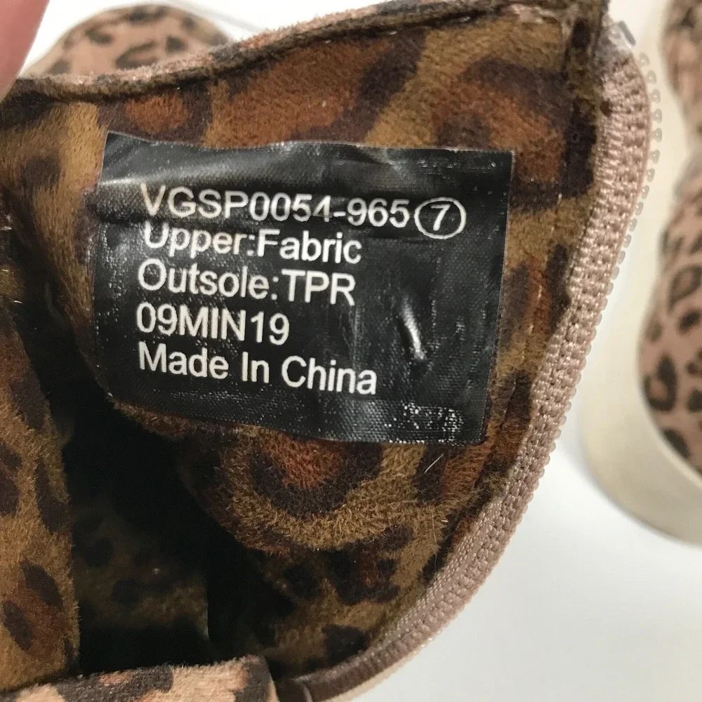 Very G Ursula Leopard Print Lace Up Side Zip Hidden Wedge Womens US 7 UK 5 EU 37